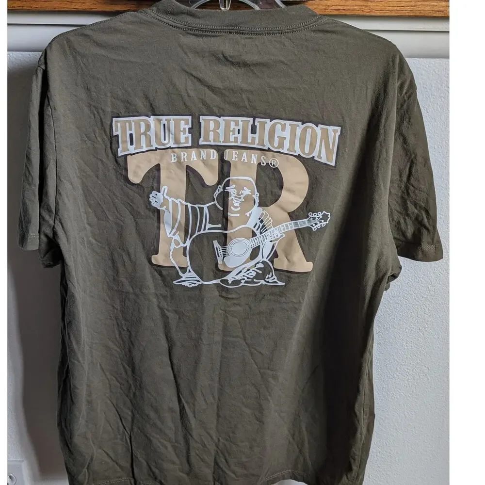 True Religion Big TR Buddha Green Short Sleeve Tee T-Shirt XXL
